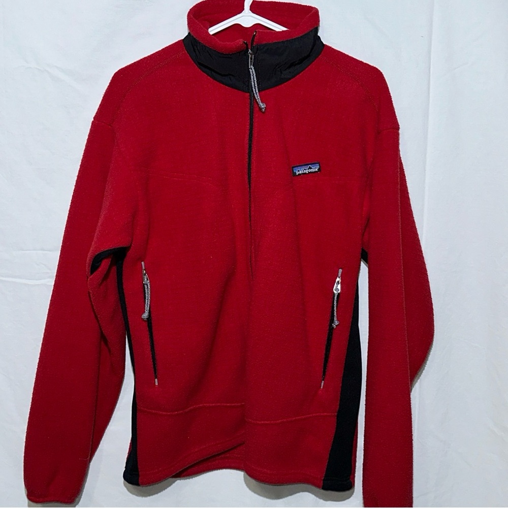 Patagonia Men Red Fleece Full Zip Jacket Medium R Polartec Outdoor Hiking